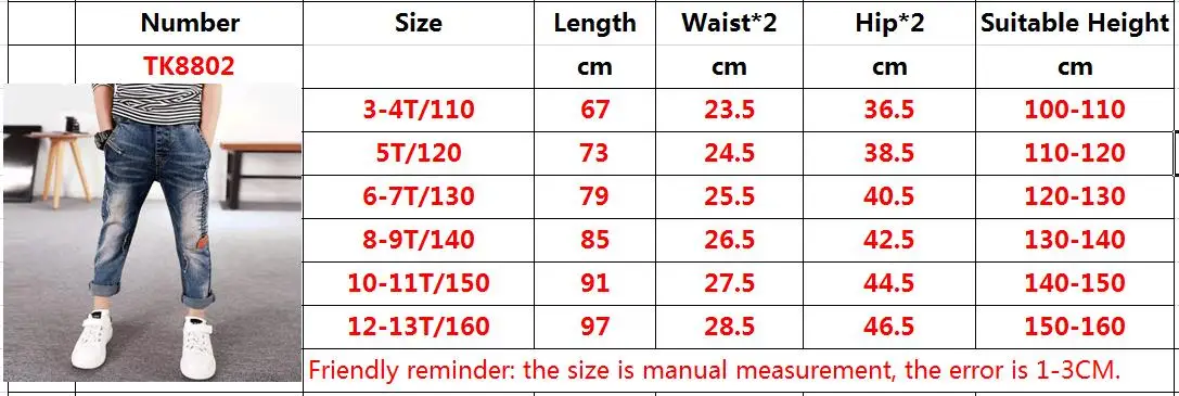 Kids Jeans for Boys Fashion Splice Denim Trousers Children Broken Hole Jeans Autumn Winter Casual Costume Wear Long Pants