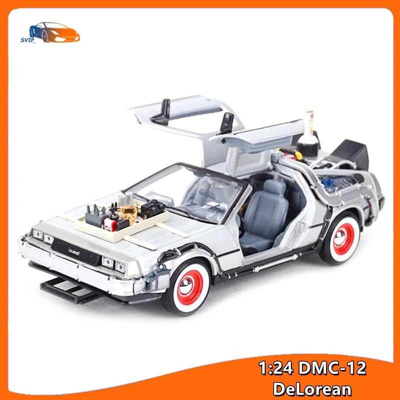 

SVIP Welly 1:24 DMC-12 DeLorean Time Machine Back to the Future Car Static Die Cast Vehicles Collectible Model Car Toys
