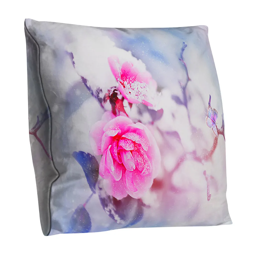 Чехол для подушки из полиэстера с цветочным принтом двусторонний чехол
