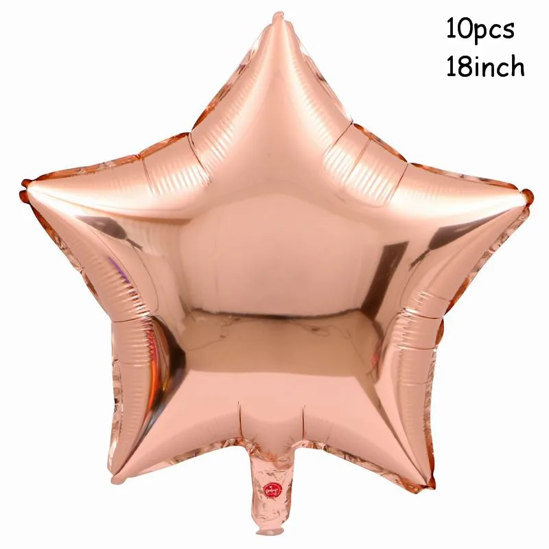 18 inch star 10pcs 10 шт./лот, 18 дюймов, розовое золото, сердце, фольга, шары, свадьба, день рождения, вечеринка, декор для детского душа, принадлежности, подарки на день Святого Валентина - Цвет: 18 inch star 10pcs
