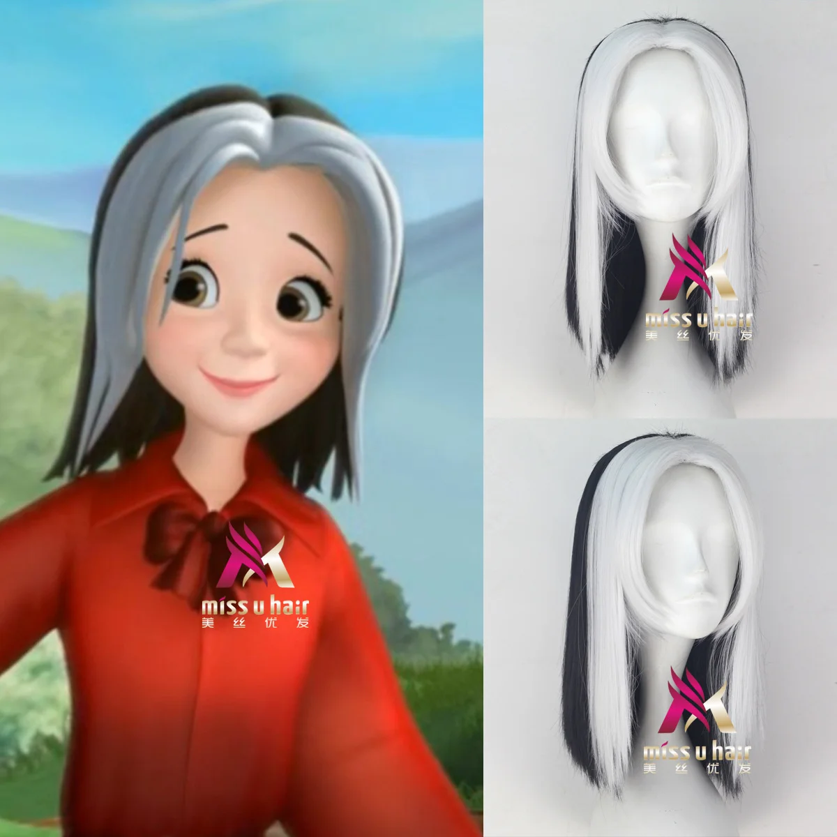 

Новый аниме Лидер продаж повседневные выступления на сцене Хэллоуин короткие прямые волосы черный двухцветный центрованный Косплей Костю...