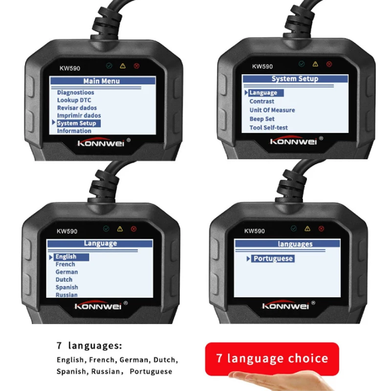 2019 диагностический инструмент KONNWEI KW590 автомобильный считыватель кодов OBD2 сканер