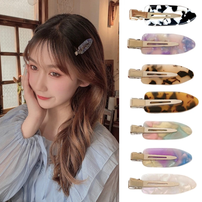 

X4YC Leopard Print Bangs Clip Acrylic Hair Clip Trendy Hair Barrettes Makeup Hair Tool Barrettes Hairstyle Accessories