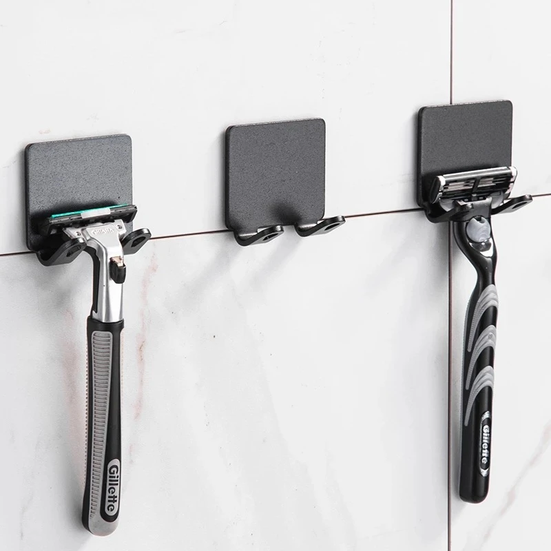

2 PCS Perforated Free Razor Rack Storage Hook Wall-Mounted Men's Razor Rack Bathroom Shelf Kitchen Bathroom Storage Tool