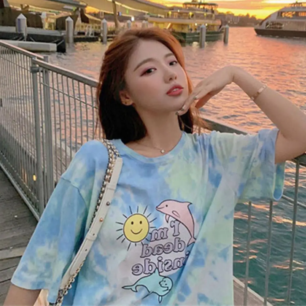 

Футболка женская, с круглым вырезом и коротким рукавом, с цветочным принтом, 2021