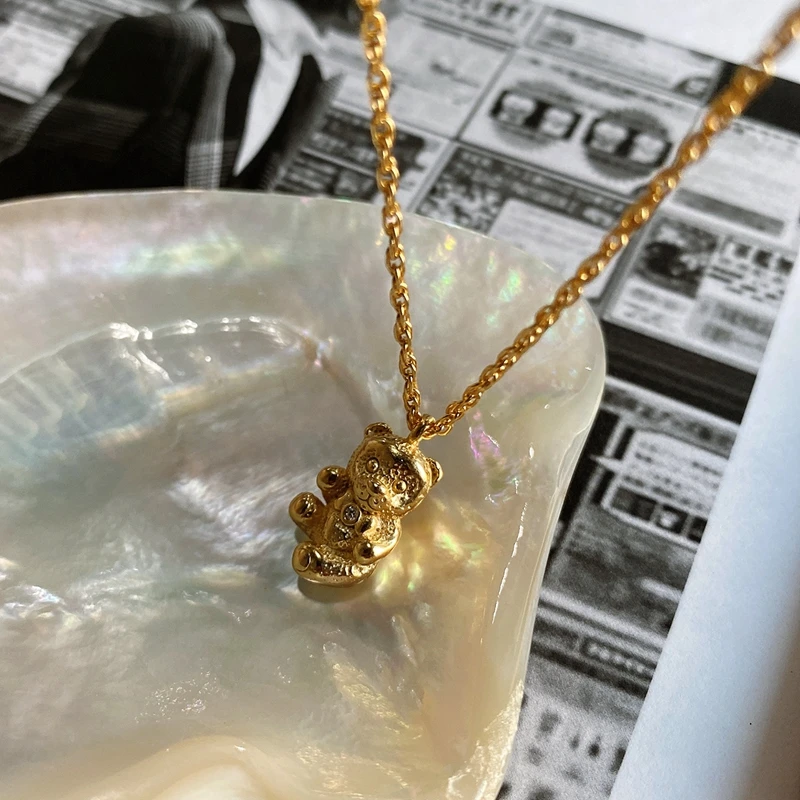 Цепочка женская из серебра 925 пробы с милым медведем | Украшения и аксессуары