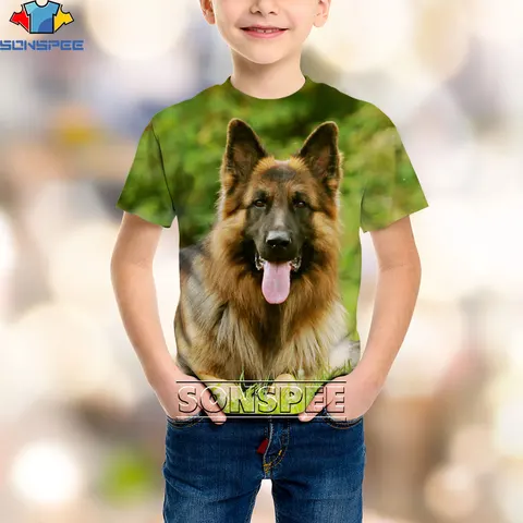 Футболка SONSPEE с 3D рисунком, детская одежда немецкой овчарки, с коротким рукавом, для охоты, домашних животных, собак, для родителей и детей, в стиле Харадзюку