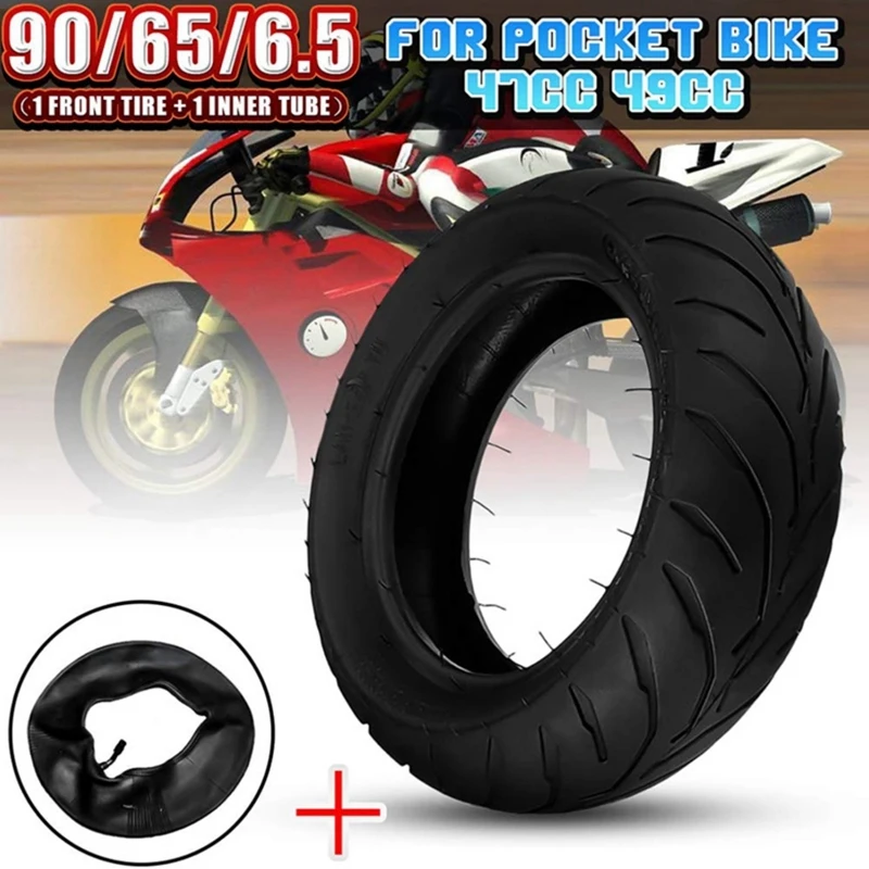

2 Set 6.5 Inch Tread Tire with Inner Tube 47-49cc Mini Pocket Dirt Pit Bike, 110/50 & 90/65