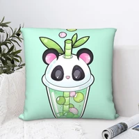 colorful panda bobas square pillowcase cushion cover spoof zipper home decorative polyester pillow case for sofa simple 4545cm
