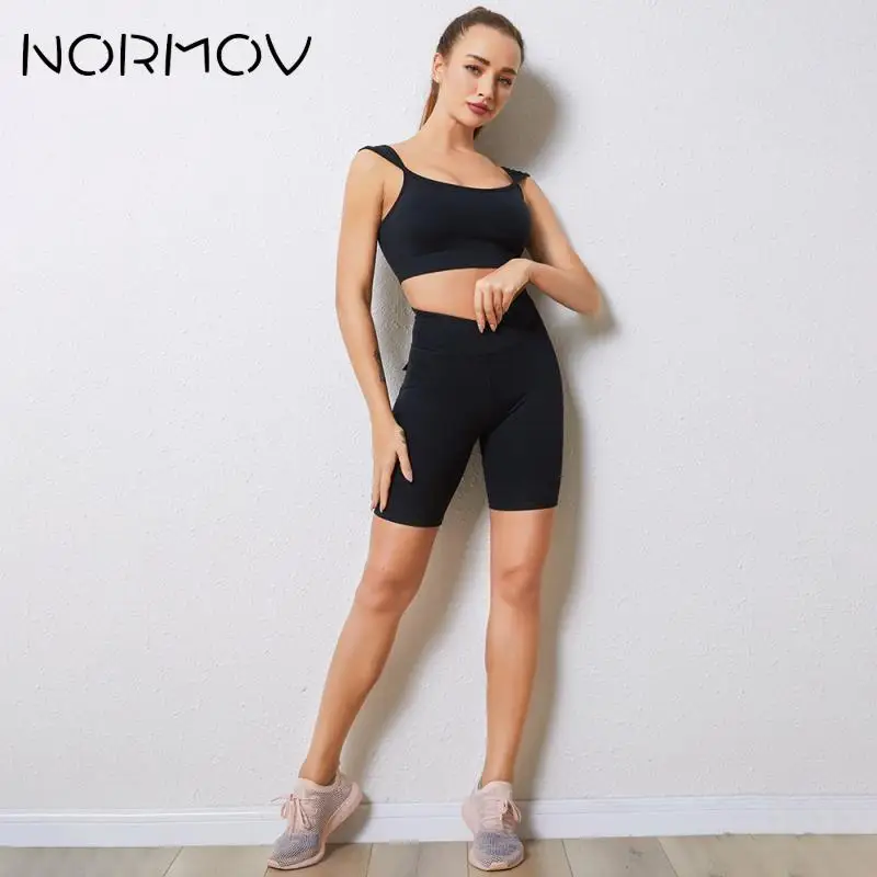 

NORMOV Wome Short Yoga Set 2 Piece Set Sport Wear Women Set Gym Wear Shorts Gym Set Tummy Control Hip Lifting Shorts Set