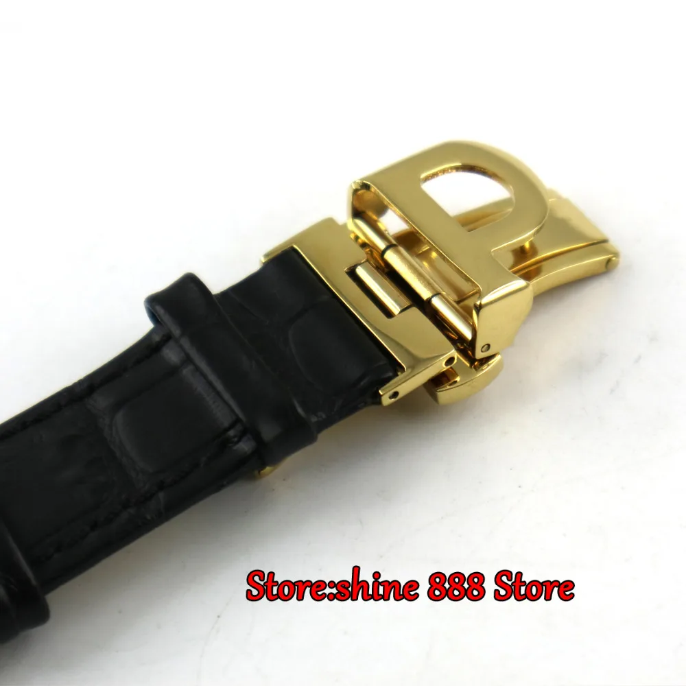 

38mm parnis black dial golden plated case miyota automatic mens wrist watch P6