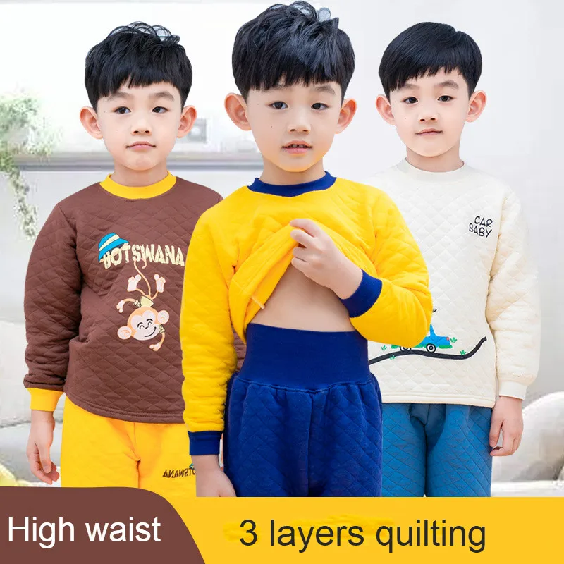 

Puckcovi Kids clothes Kids pajama set Toddler Baby Boys pajama sets 3 layers High waist Home suit for Babies Infant Boys Suits