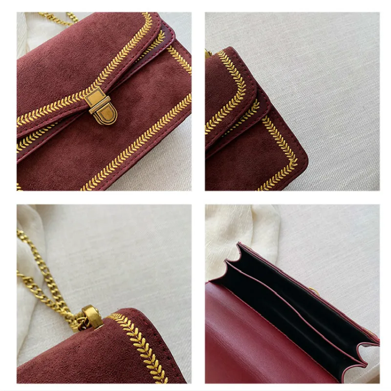 Модные сумки-мессенджер на ремне с цепочками Женские однотонные кашемировые