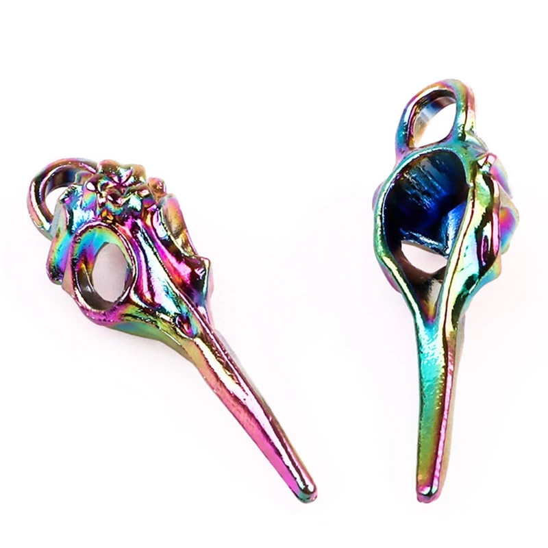 5 шт. радужные готические подвески в виде черепа Викинга птицы скелета головы