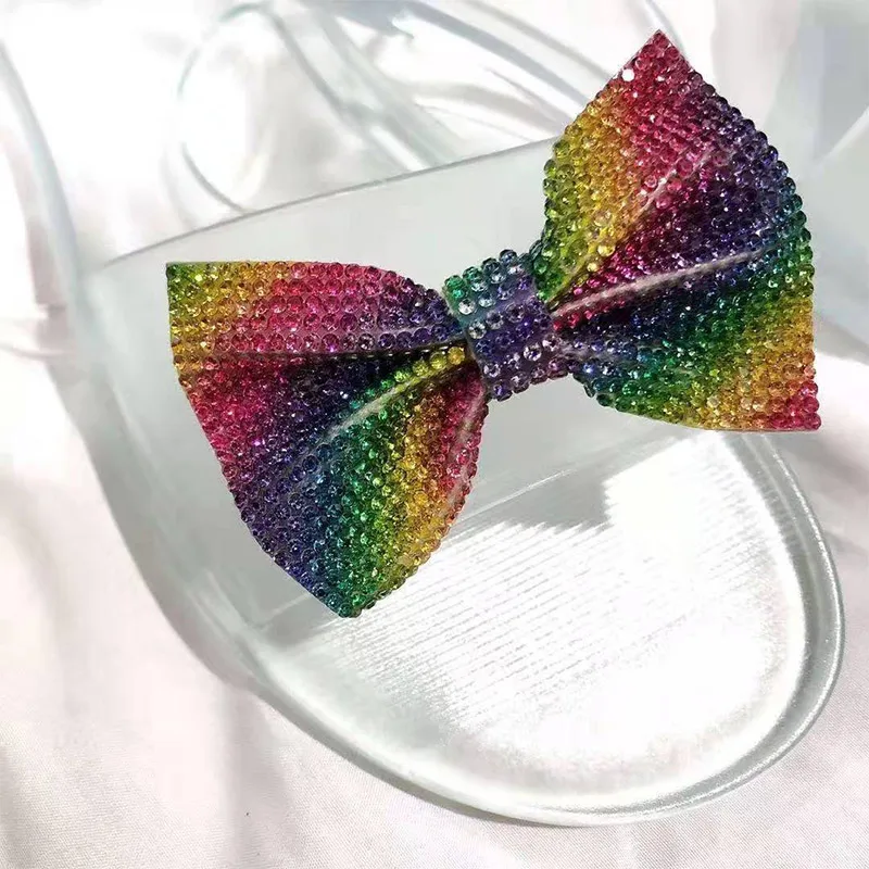 

Women Slippers Woman Footwear Beach Casual 2021 New Female Bowknot Slides Ladies Summer Shoes Bling Flats Colorful Plus Size