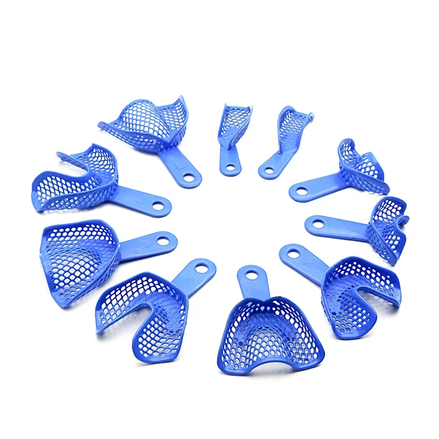 20 Sets Plastic-Metal Dental Impression Trays Upper and Lower Teeth Holder Full Arch Large Medium Small Size Anterior Lateral