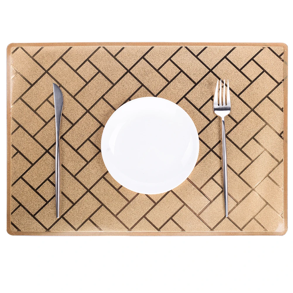 

PVC Dinner Table Mats Tableware Pad Waterproof Heat Insulation Non-Slip Placemat Soft Washable Bowl Coaster