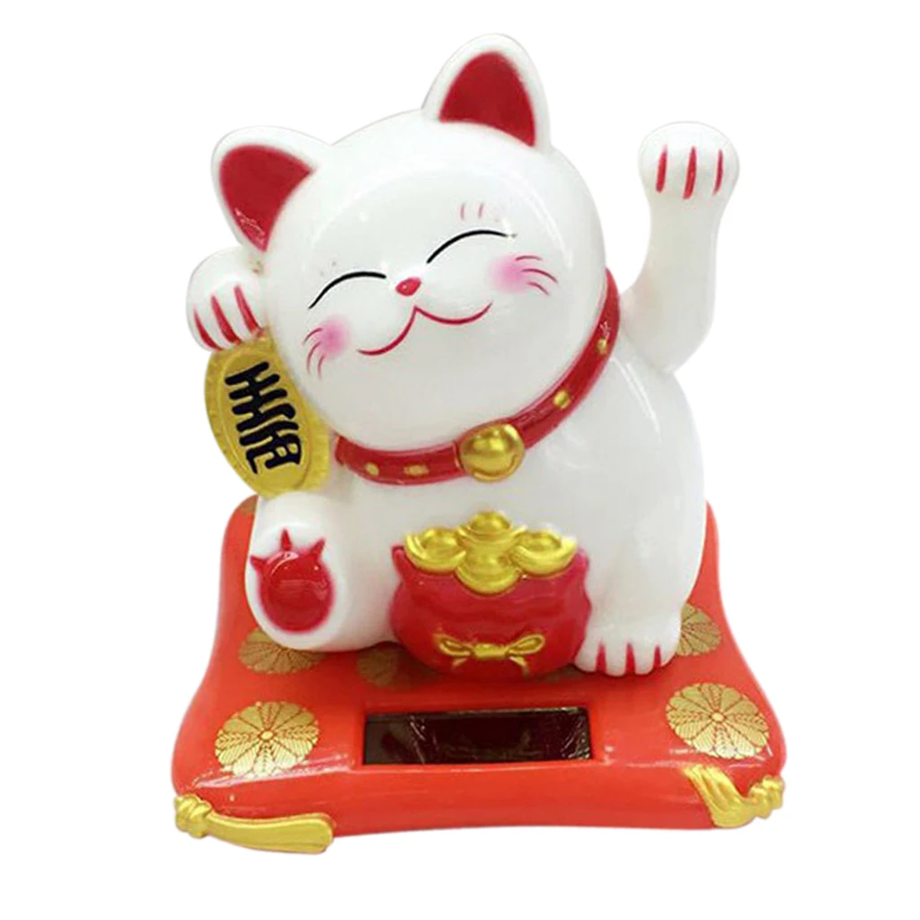 Swing Hand Figure Doll Toy Maneki Neko Model Figures for Kids Car Solar Ornament Home Decor | Дом и сад