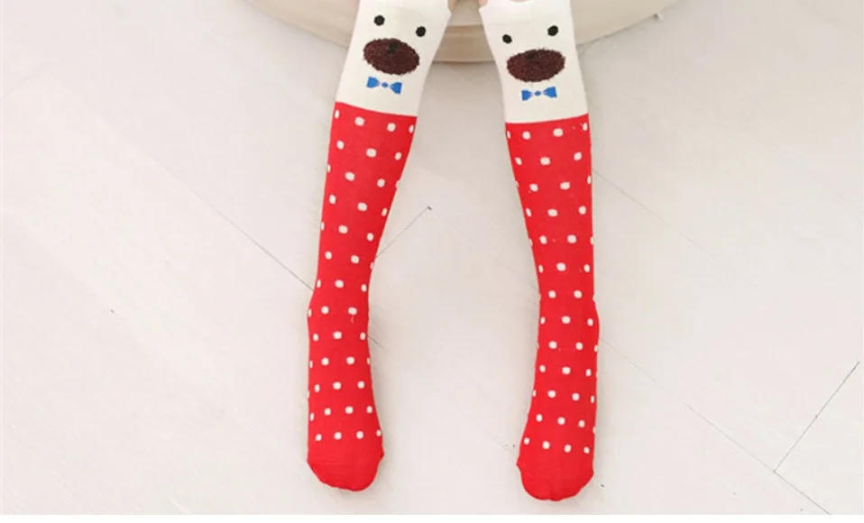 Cotton Cartoon Children's Baby Fox Socks With Bear Knee Highs Long Cute Infantil Kids for Girls kniekousen 3-12 Years old 1pcs