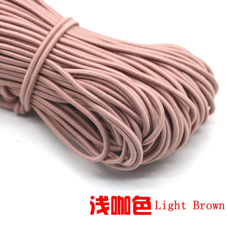 Light Brown 10 м/лот, 24 цвета, высокое качество, 3 мм, цветная круглая эластичная повязка, резиновая эластичная веревка, ювелирные браслеты, веревка для улицы, веревка, E-2 - Цвет: Light Brown