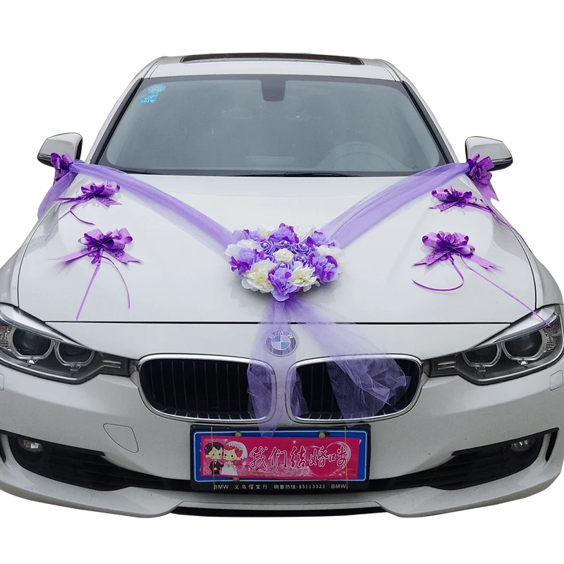 Свадебные автомобильные декоративные цветы шелковые искусственные тюли с
