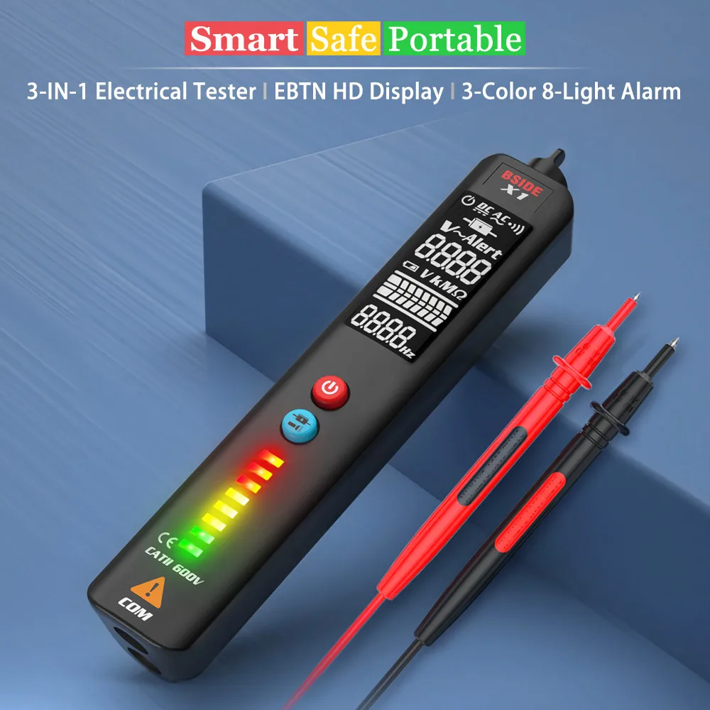 

UN3F BSIDE Voltmeter Professional Digital Multimeter Non Contact DC/AC Voltage Detector Live Wire Tester CAT II Electric Tools