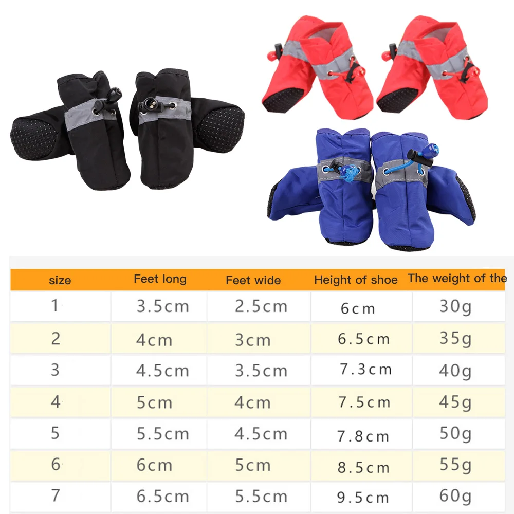 

1Set Anti-Slip Waterproof Winter Pet Dog Shoes Rain Snow Boots Footwear Thick Warm For Small Cats Dogs Puppy Dog Socks Booties