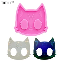 shiny cat head anti wolf artifact silicone mold diy tag kitty keychain uv for resin polymer clay baking silicone molds