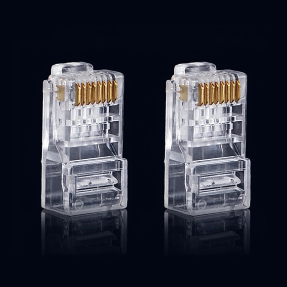 100PCS RJ45 8P8C CAT6 Crystal Head Modular Plug Gold Plated Network Connector Economic Wholesale Price | Строительство и ремонт