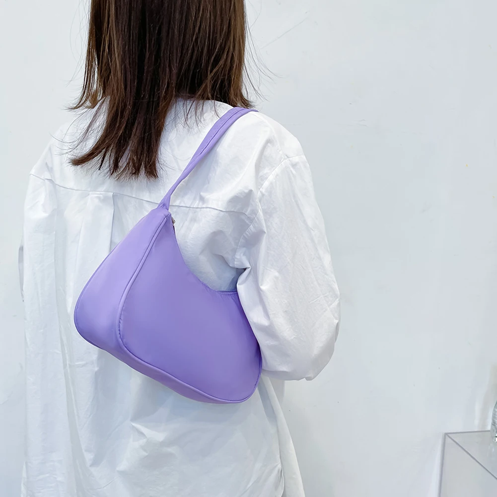 

Solid Color Small Shoulder Bags For Women 2021 Casual Nylon Underarm Bags Female Handbags Daily Shopping Bag Bolsa Feminina