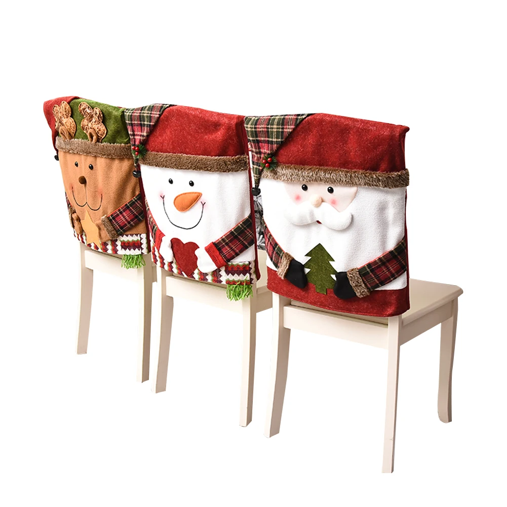 Оптовая продажа 11 видов рождественских чехлов для стульев Санта Клаус Снеговик