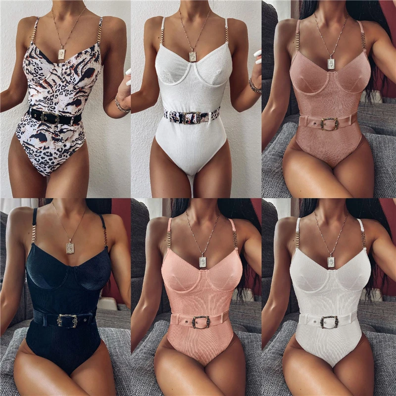 

2020 NEW Sexy Black Ribbed Swimming Suit For Women Swimwear One Piece Swimsuit Female Bather Bathing Suit Bodysuit Beachwear