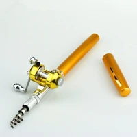 outdoor stream portable pocket telescopic mini fishing rod pole pen shape folded river fishing rod with reel wheel lake