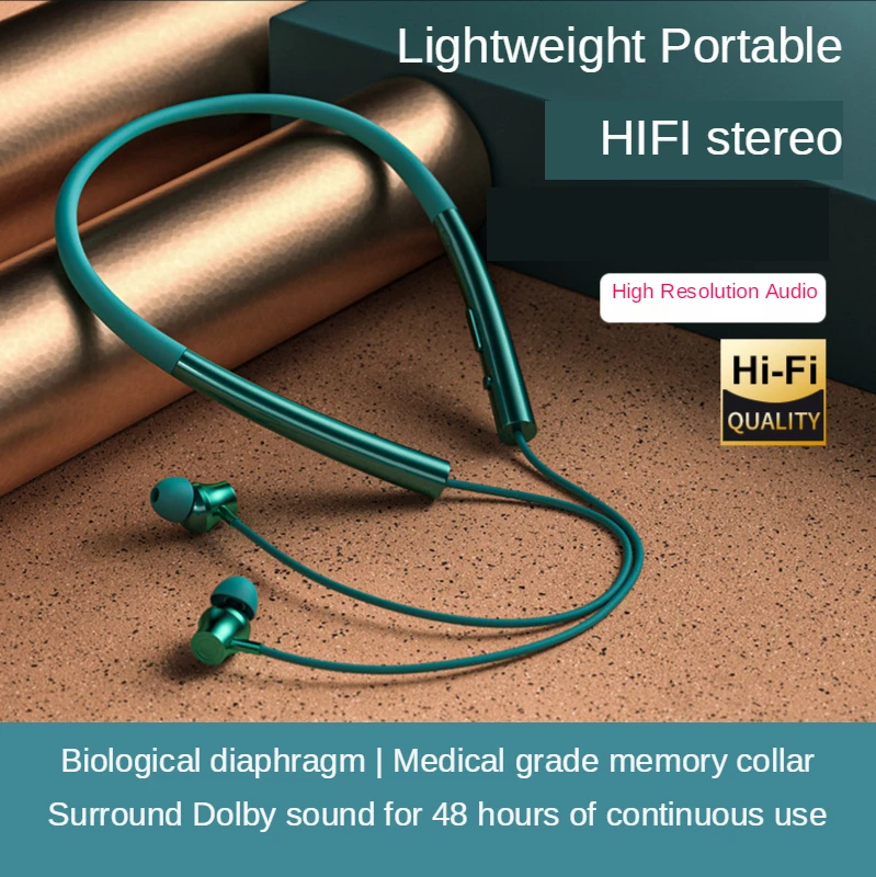 

Neck-Style Magnetic Bluetooth 5.0Headset Wireless Sports Headset Hanging Neck In-ear Headset for Running with Mic for All Phones