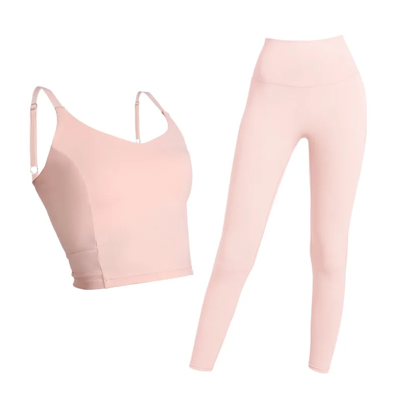 

Yoga Suit Women's Beauty Back Exercise Bra Quick-Drying Fitness Suit High Waist Hip Lift Fitness Pants Two-Piece Suit