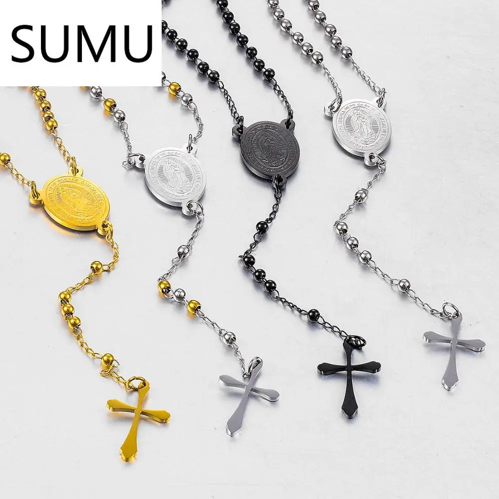 Новое модное ожерелье с крестом и розам Классическая цепочка молитвенным