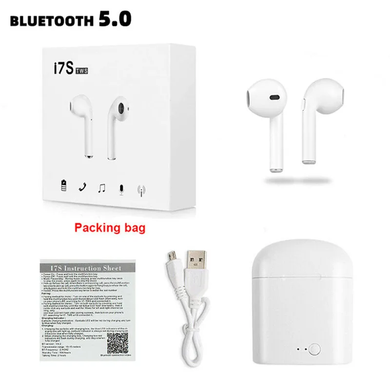 i7s White RGLM i7s TWS беспроводные наушники Bluetooth наушники i9s TWS Bluetooth наушники спортивные наушники гарнитура с микрофоном для смартфона - Цвет: i7s White
