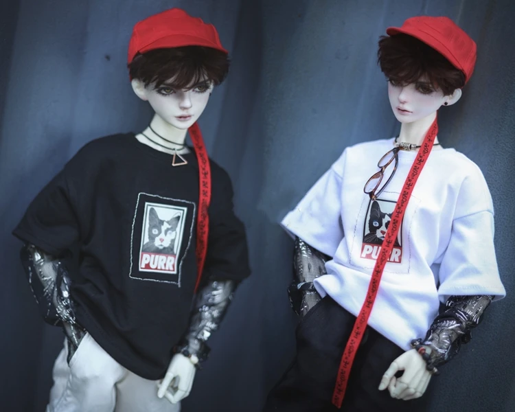 

BJD doll clothes suitable for 1/3 1/4 POPO68 size spliced sleeve print clothes doll accessories