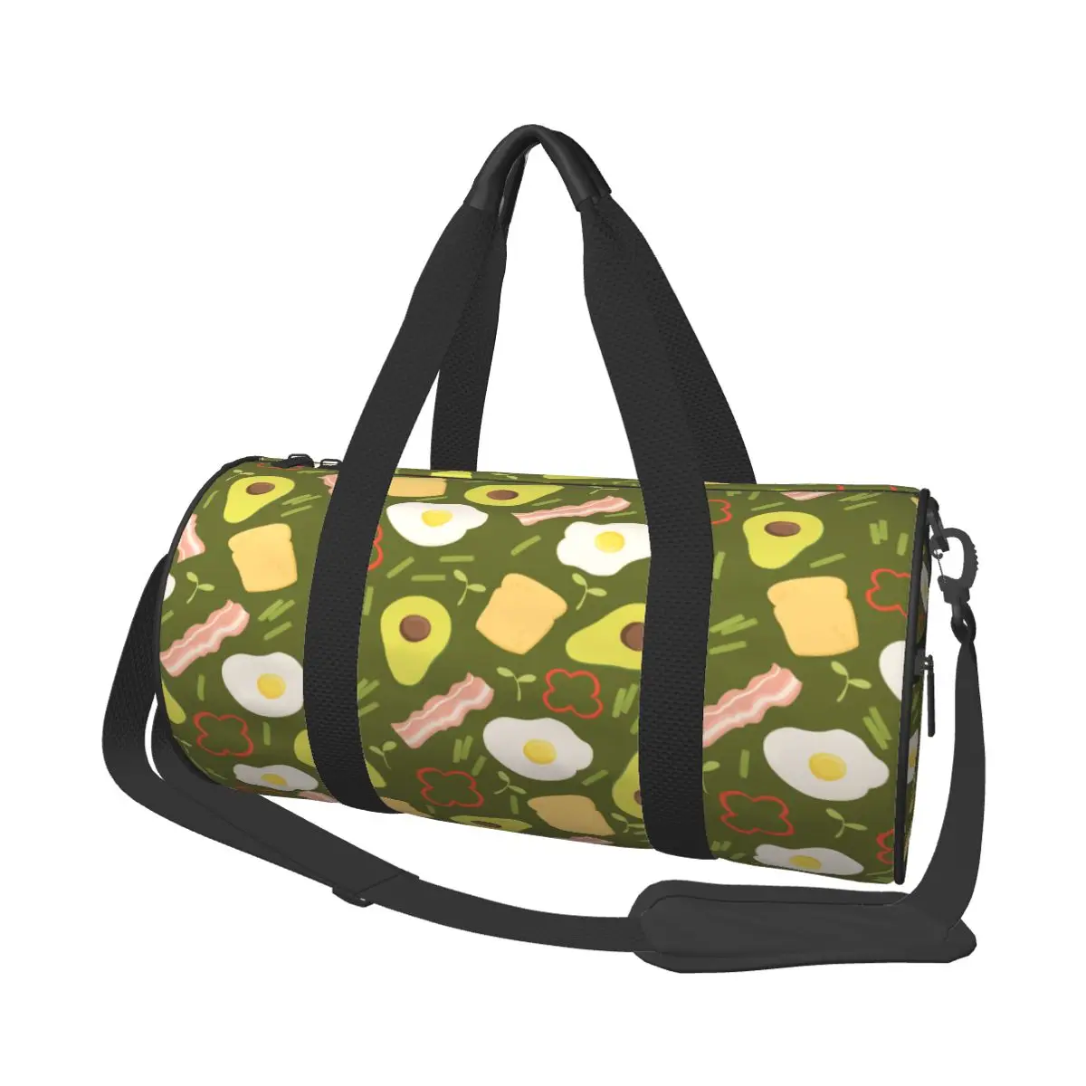 

Travel Duffel Handbag Avocado Bacon Fried Eggs Multifunction Weekend Bag Casual Duffel Shoulder Bag Overnight Bag