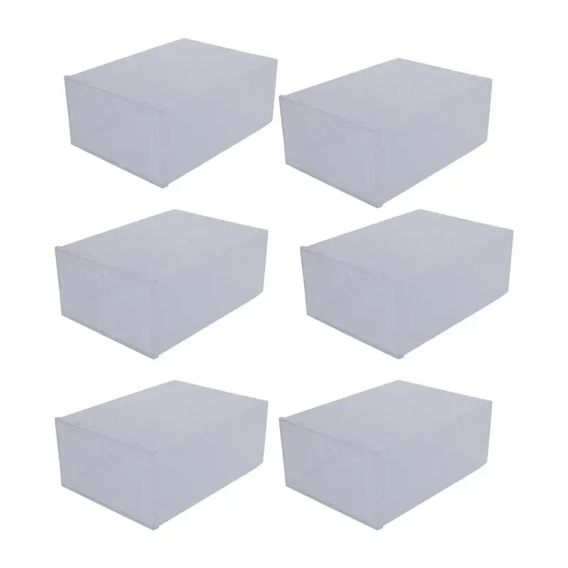 

6Pcs Plastic Shoes Case Thickened Transparent Drawer Case Plastic Shoe Boxes Stackable Box Shoe Organizer Shoebox