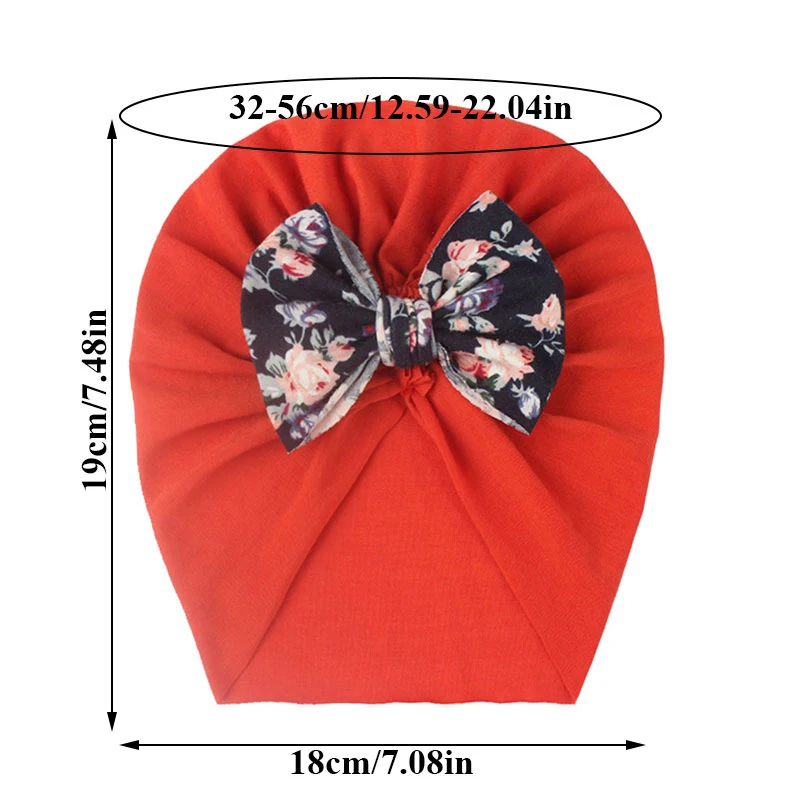 

Printed Bow Newborn Baby Cap Soft Velvet Baotou Indian Hat Bonnet Spring Infant Toddler Turban Beanie Kids Hat for Four Seasons