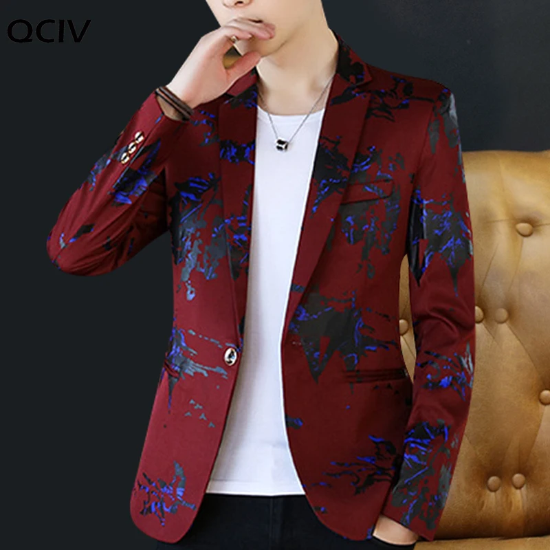 

Floral Print Blazer Jacket Men Korean Trend Streetwear Mens Clothing Casual Suit Coat Male Slim Fit blazer masculino