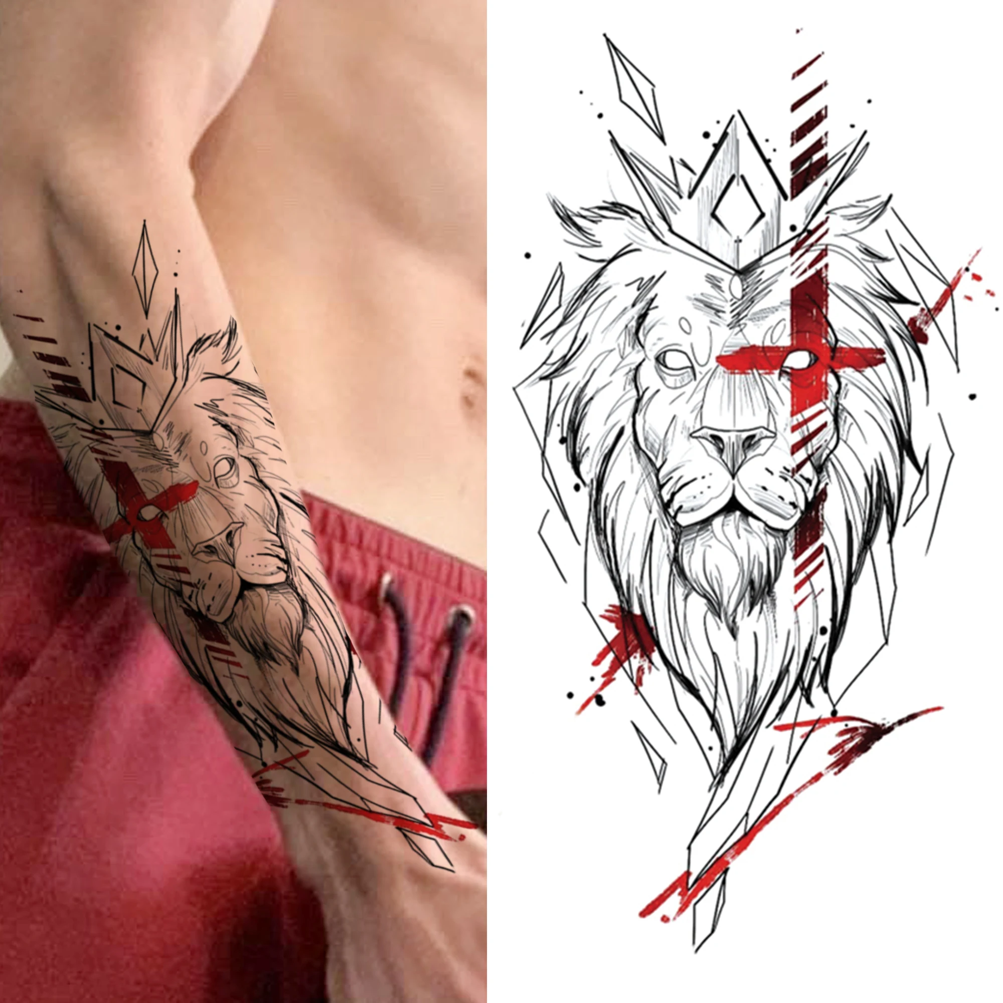 Татуировка сделай сам Mamba змея розы цветок временная татуировка для женщин