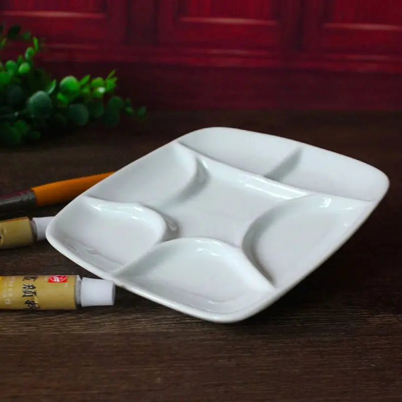 

7-Well Square White Ceramic Artist Paint Palette for Watercolor Gouache Acrylic
