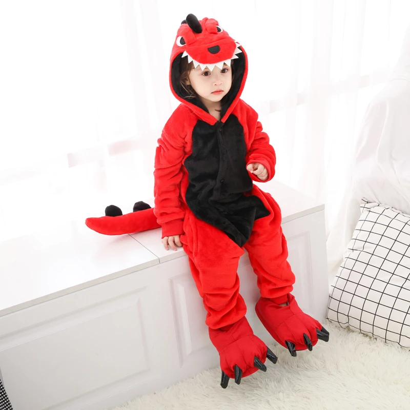 Детский Пижамный комбинезон с единорогом Фланелевая Пижама для детей 4 12