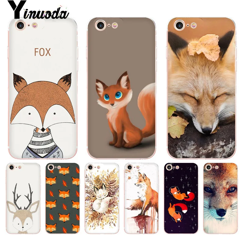 Yinuoda для iphone 7 6 X Чехол Милая Зверюшка лиса Новинка чехол телефона Fundas 8 6S Plus 10 5 5S SE 5C