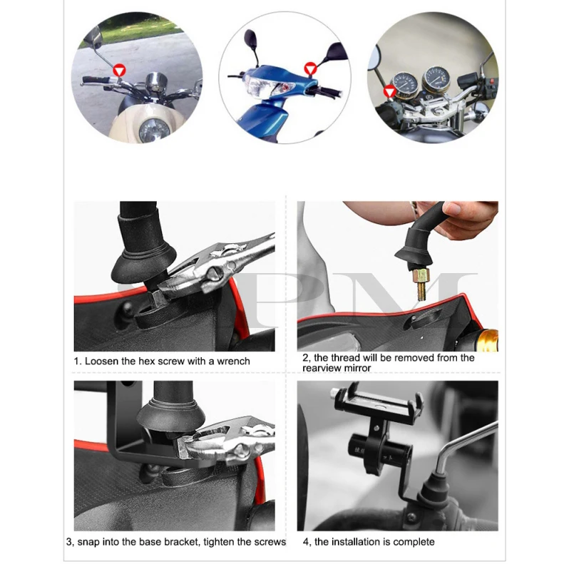 

General Motorcycle Accessories, Rearview Mirror Extender, Clamping Rod, Mobile Phone Multi-function Bracket