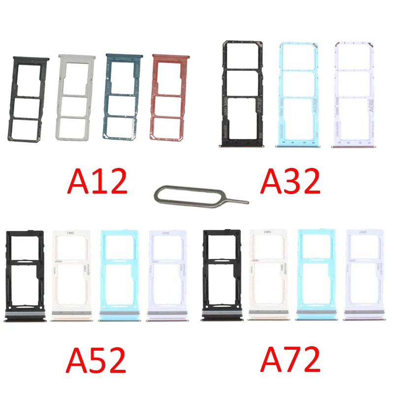 Phone Sim SD Card Tray For Samsung Galaxy A12 A32 A52 A72 4G 5G Original New SIM Chip Holder Slot Adapter Drawer Part | Мобильные