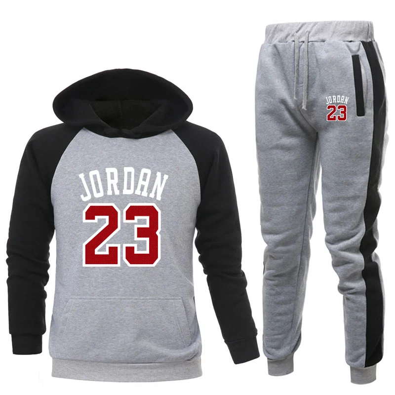

Brand Clothing Men's Fashion Track Suit Casual Sportswear Men's Hoodie Sweatshirt Sportswear JORDAN 23 Jacket + Pants Men's Suit