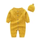 Трикотажный комбинезон для новорожденных Bear Leader, Осенний однотонный хлопковый свитер с длинным рукавом для маленьких мальчиков и девочек, повседневный комбинезон с шапкой, 3-24 месяца, 2 шт.